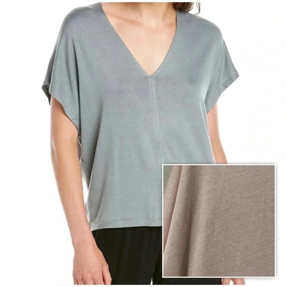 Vince Popover Knit V-Neck Top  Pink